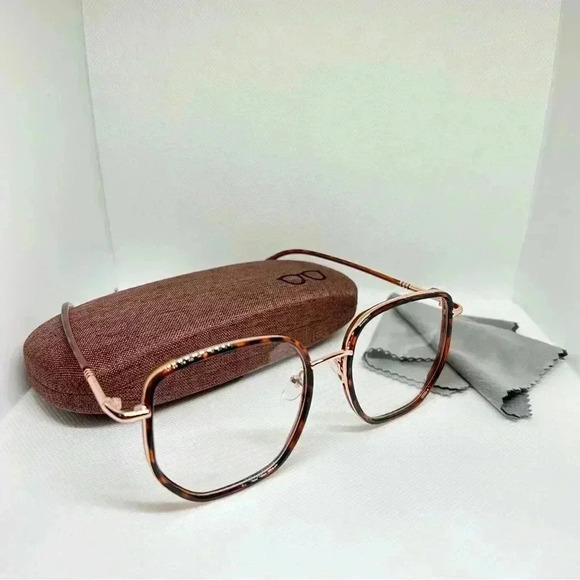 Rose Gold and Animal Print Frame Blue Light Blocking Optical Glasses - Picture 4 of 5